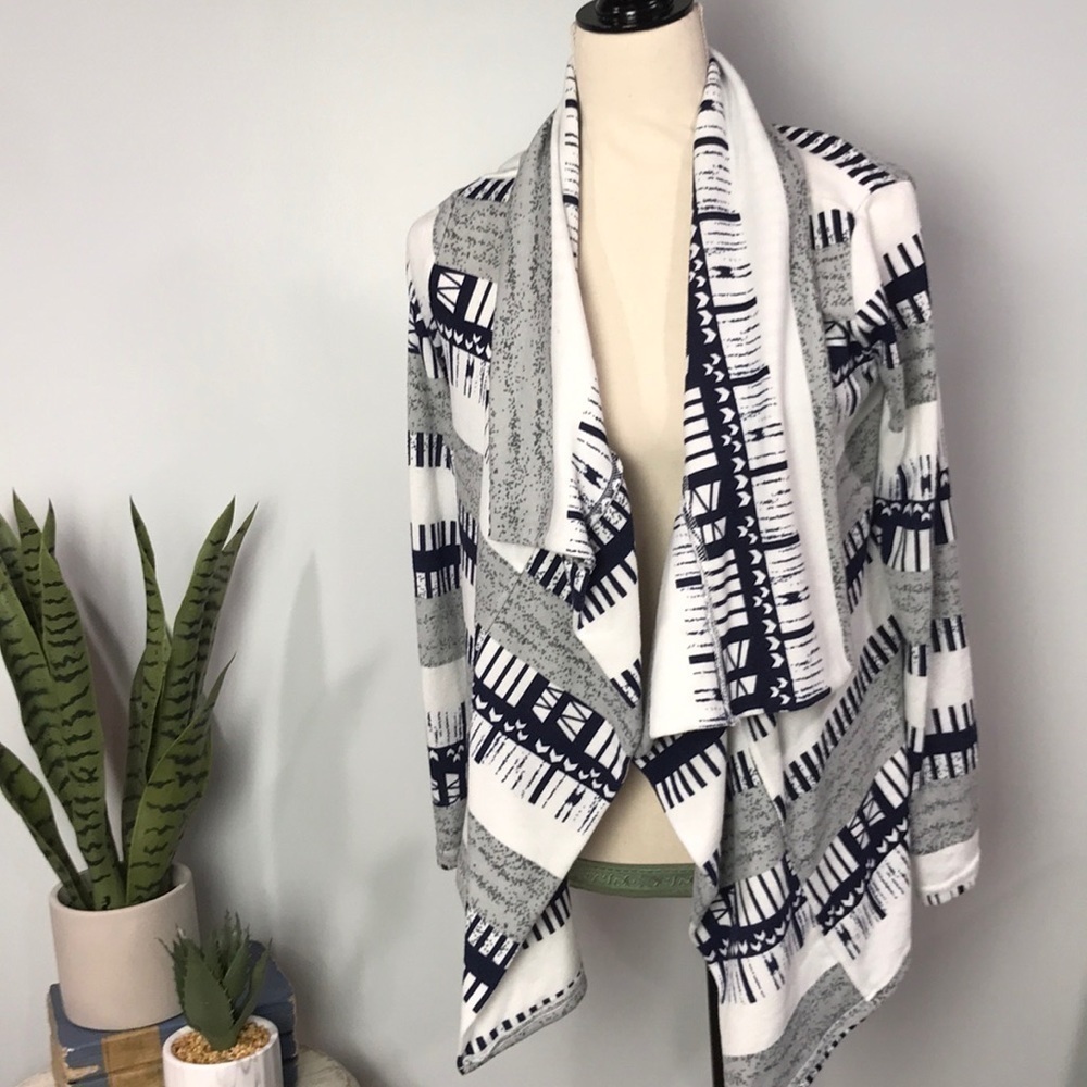 Womens Draped Irregular Knit Cardigan Sweater Open Front Size Small